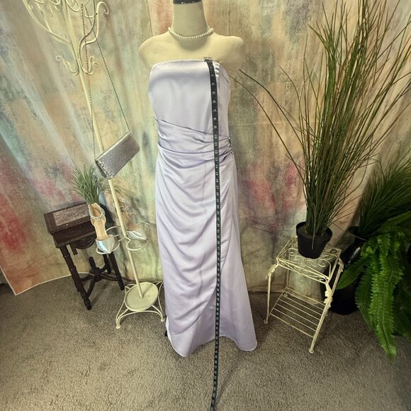 📌David's Bridal Strapless Side Drape & Brooch Satin Bridesmaid Prom Gown Scarf - Picture 6 of 16